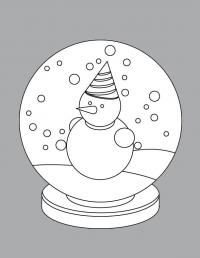 Снеговик в шаре Раскраски на тему зима
