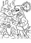 Волк и заяц из ну погоди в костюмах снегурочки и деда мороза у елки Раскраски зимушка зима