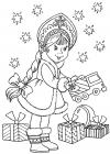 Снегурочка дарит подарки Раскраски зима скачать бесплатно