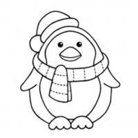 Пингвиненок в шарфе Зимние раскраски для малышей