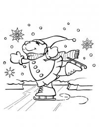 Медведица на коньках Раскраски про зиму для детей