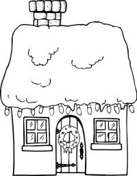 Украшенный домик к новому году Раскраски на тему зима