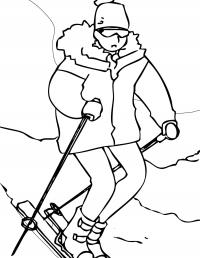Лыжник в очках Раскраски зима распечатать бесплатно