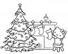 Новогодняя елка в гостях у китти Раскраски на тему зима