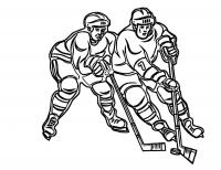 Два хоккеиста Раскраски зима распечатать бесплатно