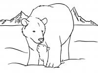 Медведица с медвежонком Зимние раскраски для малышей