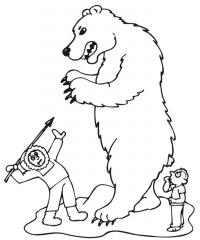 Охота на полярного медведя Зимние раскраски для малышей