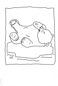 Полярный медведь сосет лапу Зимние раскраски для малышей