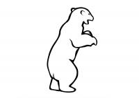 Полярный медведь стоит на задних лапах Зимние раскраски для малышей
