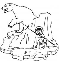 Прячась от полярного медведя Зимние раскраски для малышей