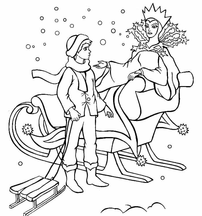 Кай и снежная королева Зимние раскраски для малышей