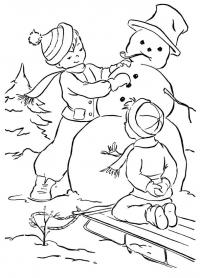 Дети Детские раскраски зима распечатать
