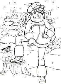 Девочка в лесу Раскраски на тему зима