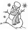 Снеговик под снежинками Рисунок раскраска на зимнюю тему