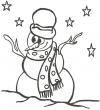 Снеговик под звездами Рисунок раскраска на зимнюю тему