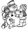 Снеговик детьми Рисунок раскраска на зимнюю тему
