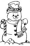 Снеговик с сердечками Рисунок раскраска на зимнюю тему