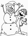 Снеговик и прикольный дед мороз Рисунок раскраска на зимнюю тему