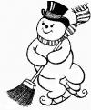 Снеговик на коньках Рисунок раскраска на зимнюю тему