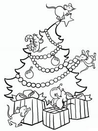 Мыши хулиганят на елке Раскраски зимушка зима