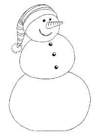 Снеговичек в полосатой шапочке Рисунок раскраска на зимнюю тему