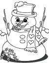 Снеговик в шарфике в сердечку Рисунок раскраска на зимнюю тему