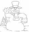 Приветствующий снеговик Рисунок раскраска на зимнюю тему