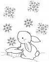 Заяц под снегом Раскраска зима распечатать