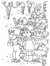 Дети возле елки Раскраски на тему зима