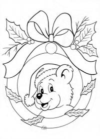 Открытка с медвежонком Детские раскраски зима распечатать