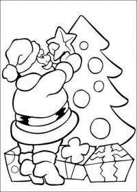 Открытки с дедом морозом, наряжающим елку Детские раскраски зима распечатать