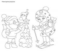 Открытки новогодняя раскраска Зимние раскраски для малышей